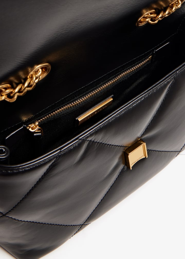 美品 袋付き TORY BURCH KIRA サッチェルバッグ ショルダー 黒 Tory Burch Kira diamond quilt small convertible shoulder bag