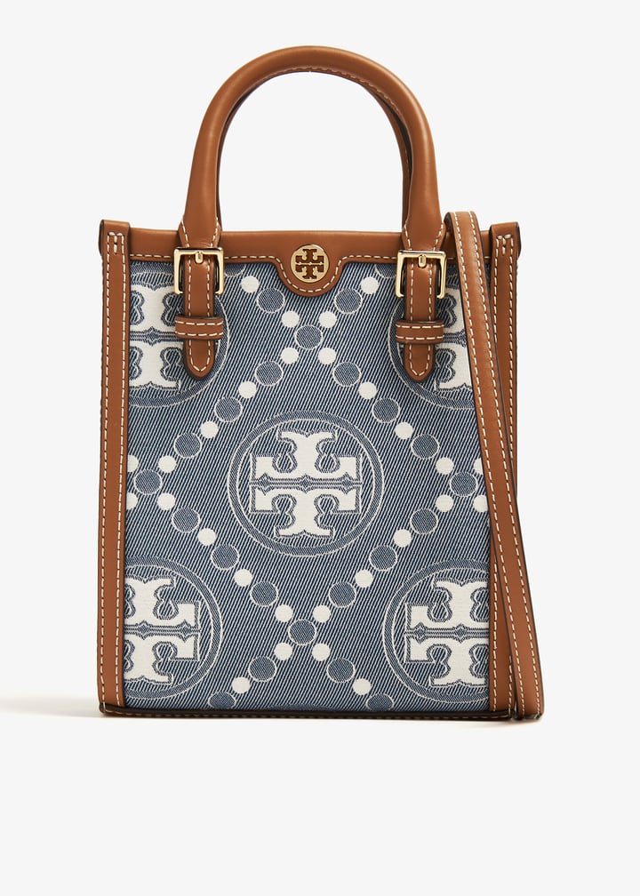 Tory Burch T Monogram denim mini tote bag for Women - Blue