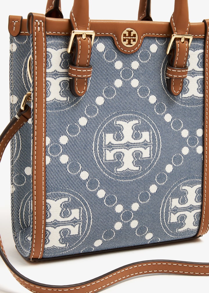 Tory Burch T Monogram denim mini tote bag for Women - Blue