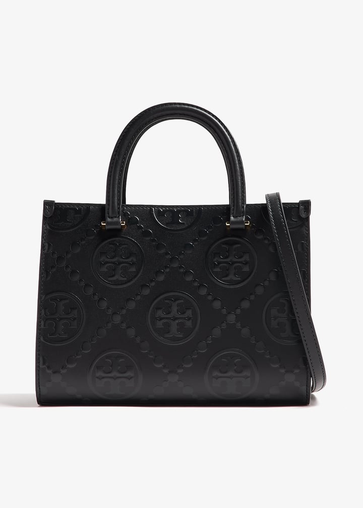 【送料&関税込】Tory Burch t Monogram Large Tote Bag T Monogram Contrast Embossed Tote: Women's Designer Tote