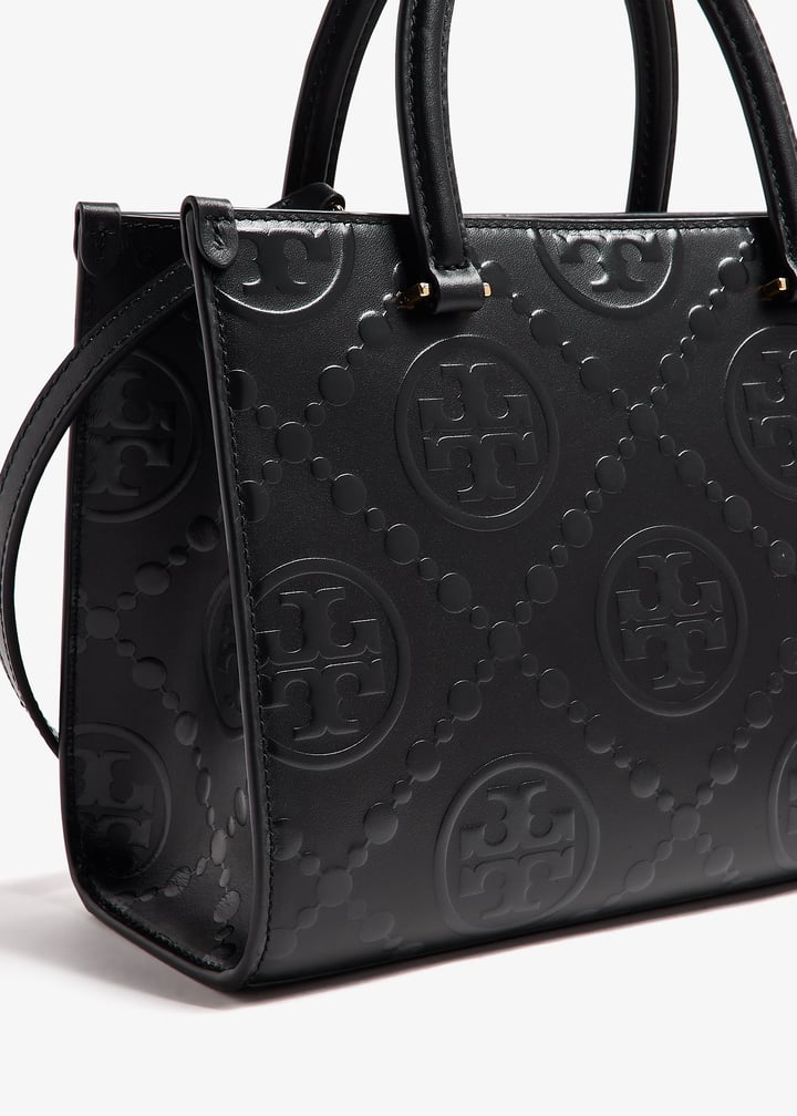 Tory Burch T Monogram embossed tote bag for Women - Black in