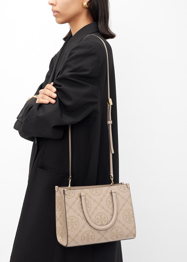 Tory Burch T Monogram embossed tote bag for Women - Beige in