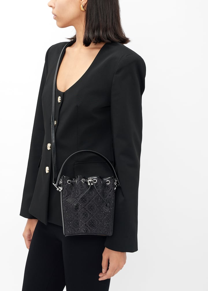 ★Tory Burch★ 25SS Timeless Logo Bucket Bag XBWTSAQ0000 Q8E T Monogram Bucket Bag: Women's Handbags | Crossbody Bags