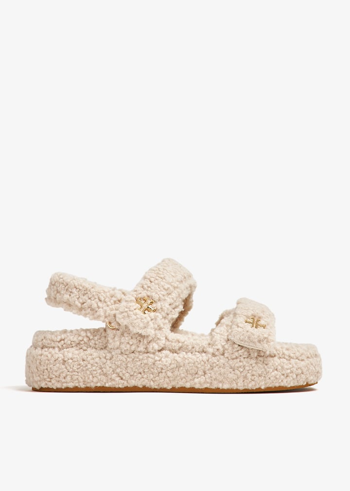 サンダル・ミュール Tory Burch FW24 'Kira' sandals (163035 250) Tory Burch Kira Shearling sport sandals for Women - Beige in