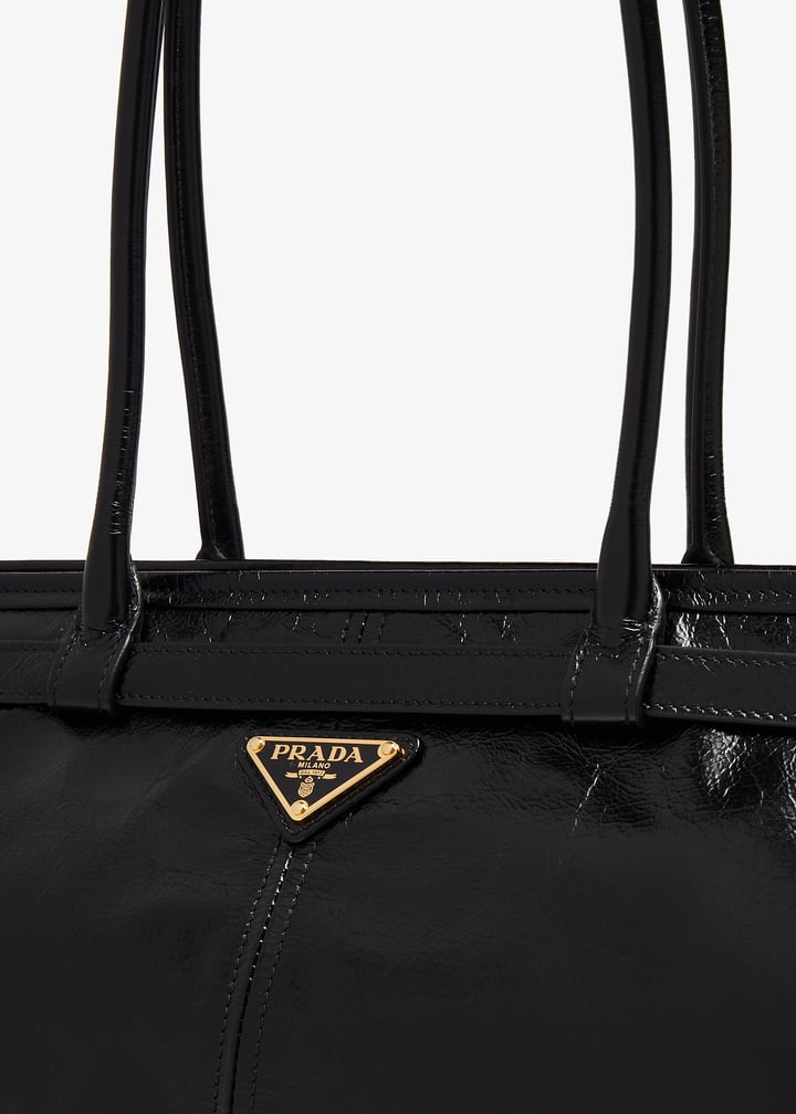 Prada Bonnie extra large leather handbag for Women - Black