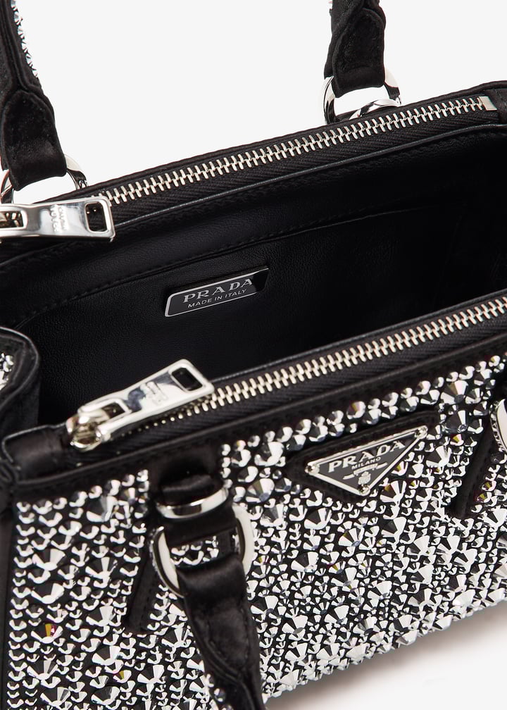 ショルダーバッグ・ポシェット PRADA 1BA907_2AWL_F063R GALLERIA SATIN MICRO BAG+CRYSTALS Metal Prada Galleria Satin Micro-bag With Decorations | PRADA