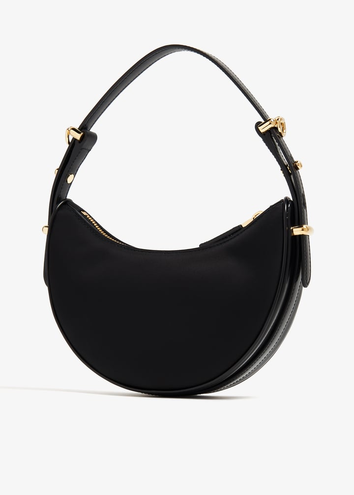 関税込 PRADA Black Re-Nylon and leather ArquA handbag Prada Arqué Re-Nylon and brushed leather mini shoulder bag