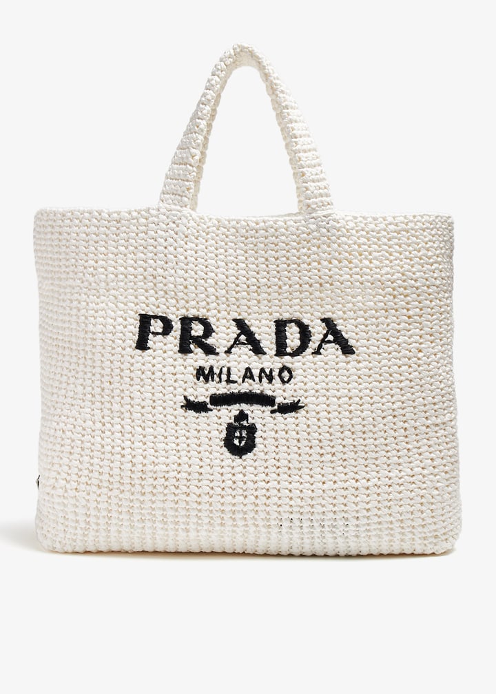 Prada Large crochet tote bag for Women - White in UAE