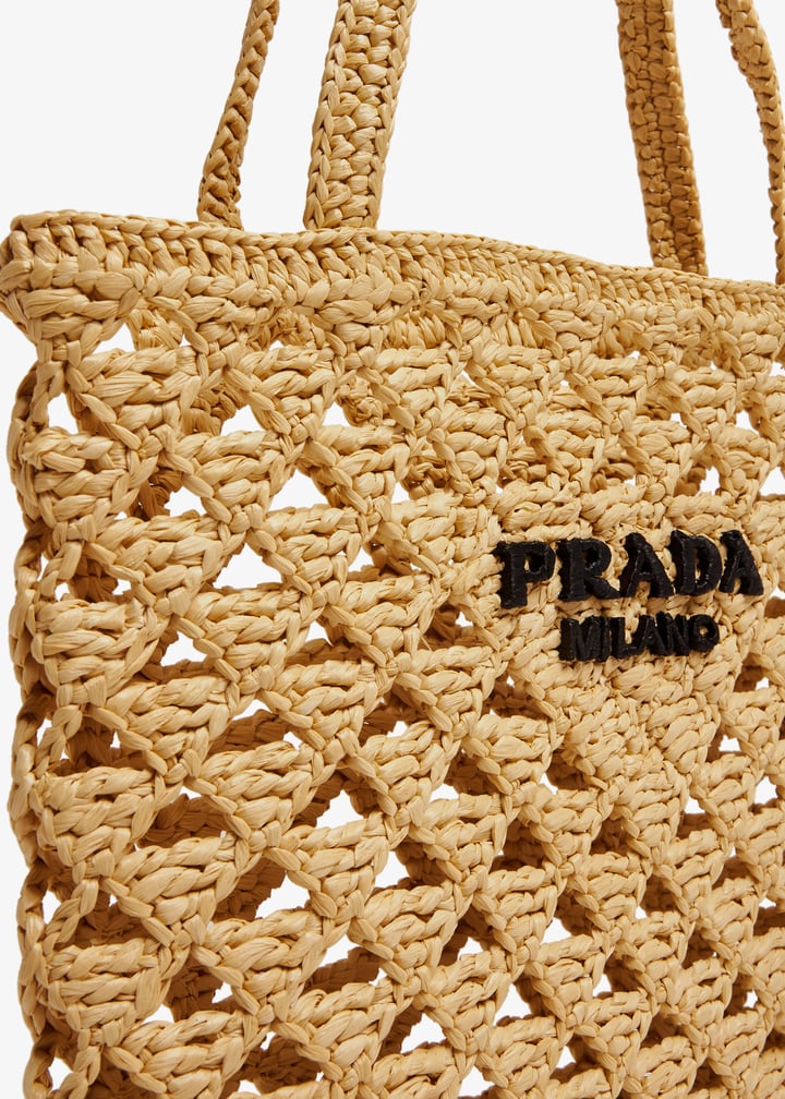 Prada Woven fabric crochet tote bag for Women - Beige in UAE
