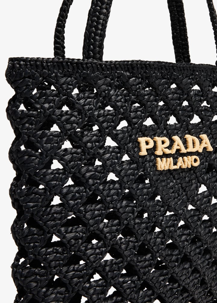Prada Woven fabric crochet tote bag for Women - Black in UAE