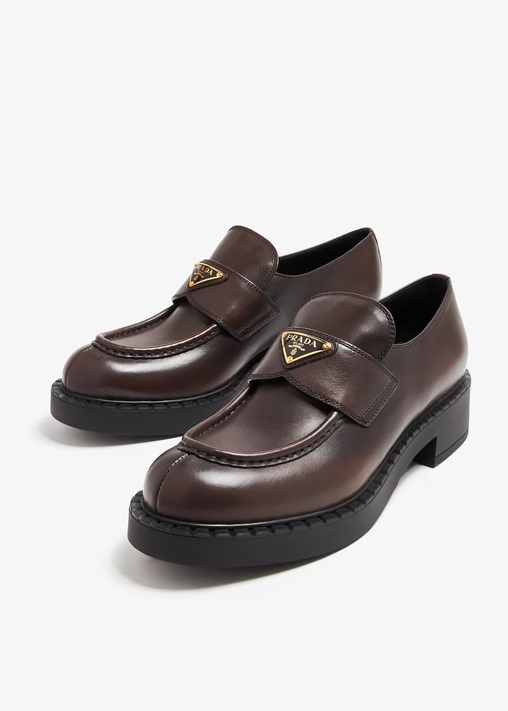 Prada Chocolate leather loafers for Women - Brown in UAE