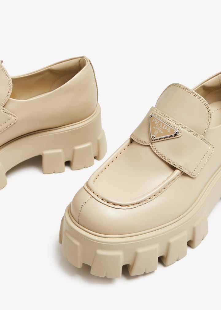 Prada Brushed leather Monolith loafers for Women - Beige in