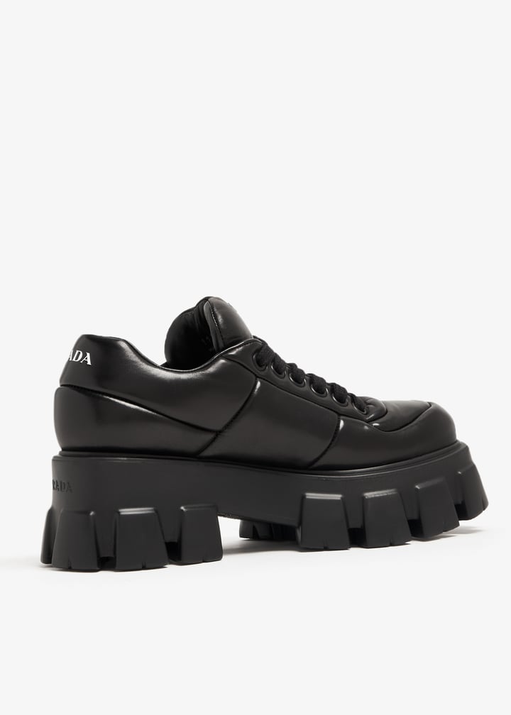 靴 PRADA MONOLITH Re-nylon LACE-UP SHOES 6 Prada Monolith lace-up Shoes | Black | FARFETCH SG