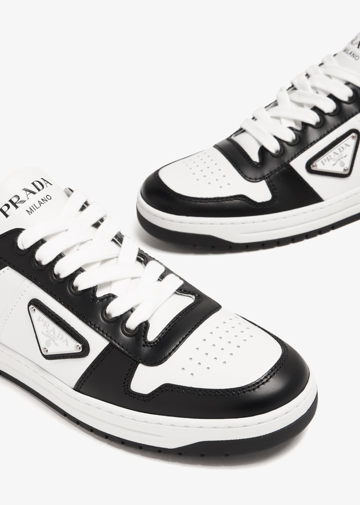Prada Downtown perforated leather sneakers for Women - White