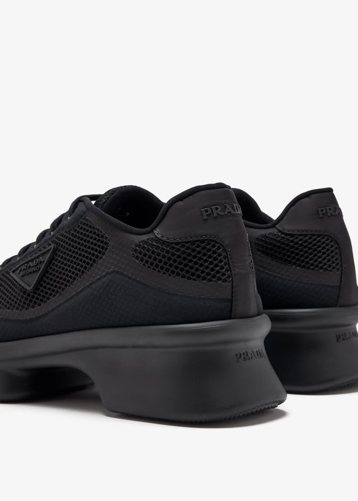 Prada Re-Nylon and mesh fabric sneakers for Women - Black in