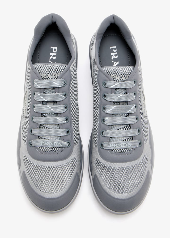 Prada Re-Nylon and mesh fabric sneakers for Women - Grey in
