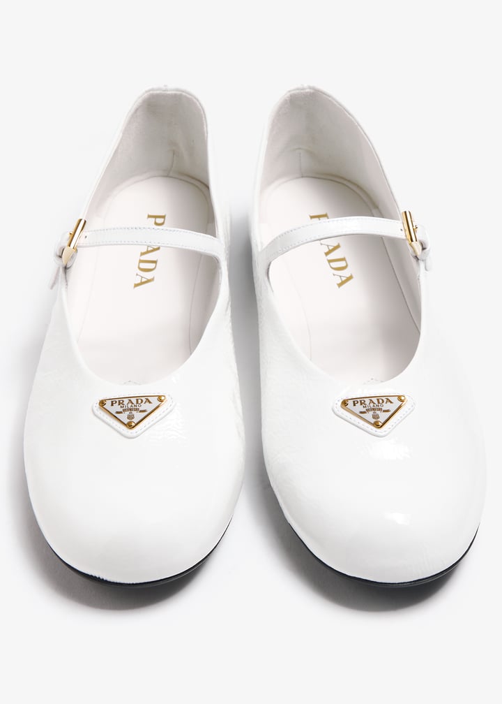 フラットシューズ PRADA SS25 White mesh ballerinas (1F111OF050YZU F0009) Prada White mesh ballerina | TheDoubleF