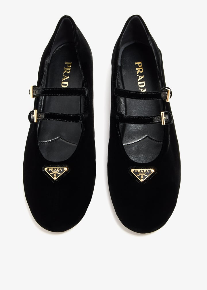 PRADA**Ballerinar**ベルベットのメリージェーン**Black** Black Velvet ballerinas | PRADA