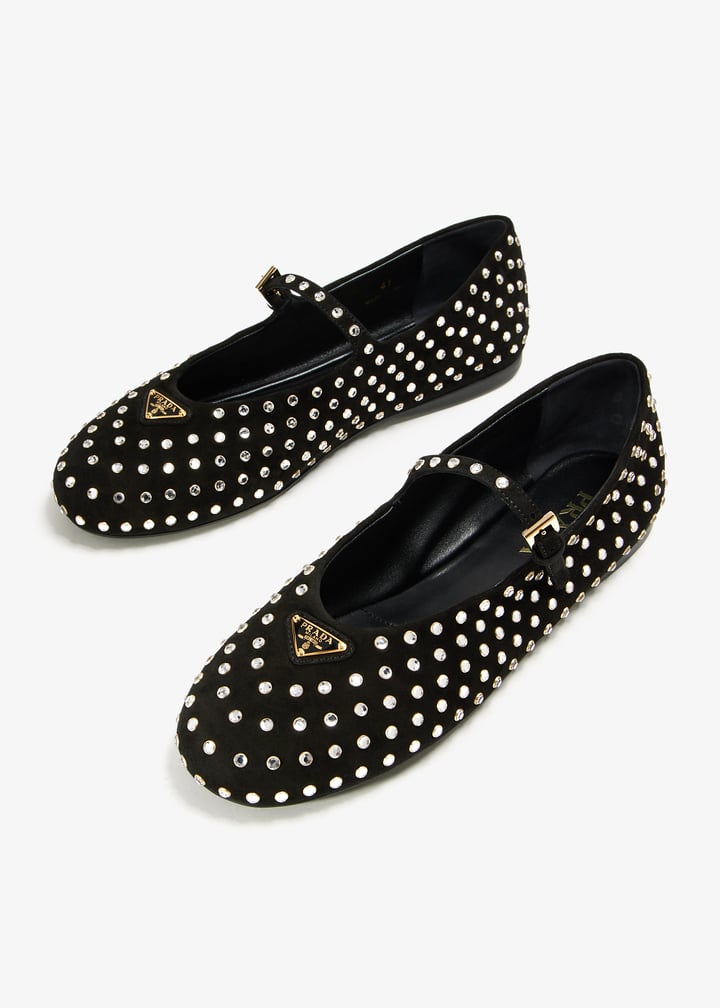 Prada Crystal suede ballerinas for Women - Black in UAE