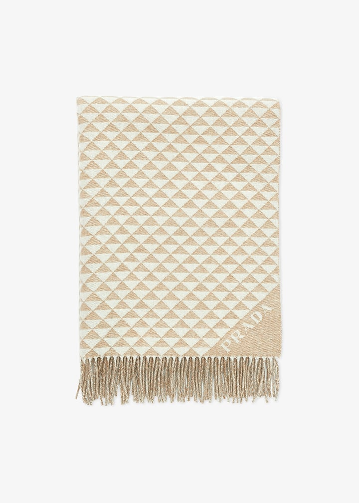 Prada Symbole double wool and cashmere stole for Women - Beige in