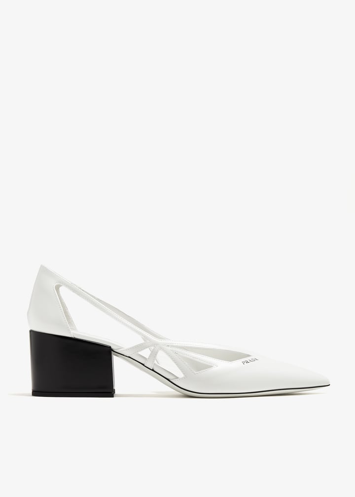 Prada Brushed leather cut-out pumps for Women - White in UAE