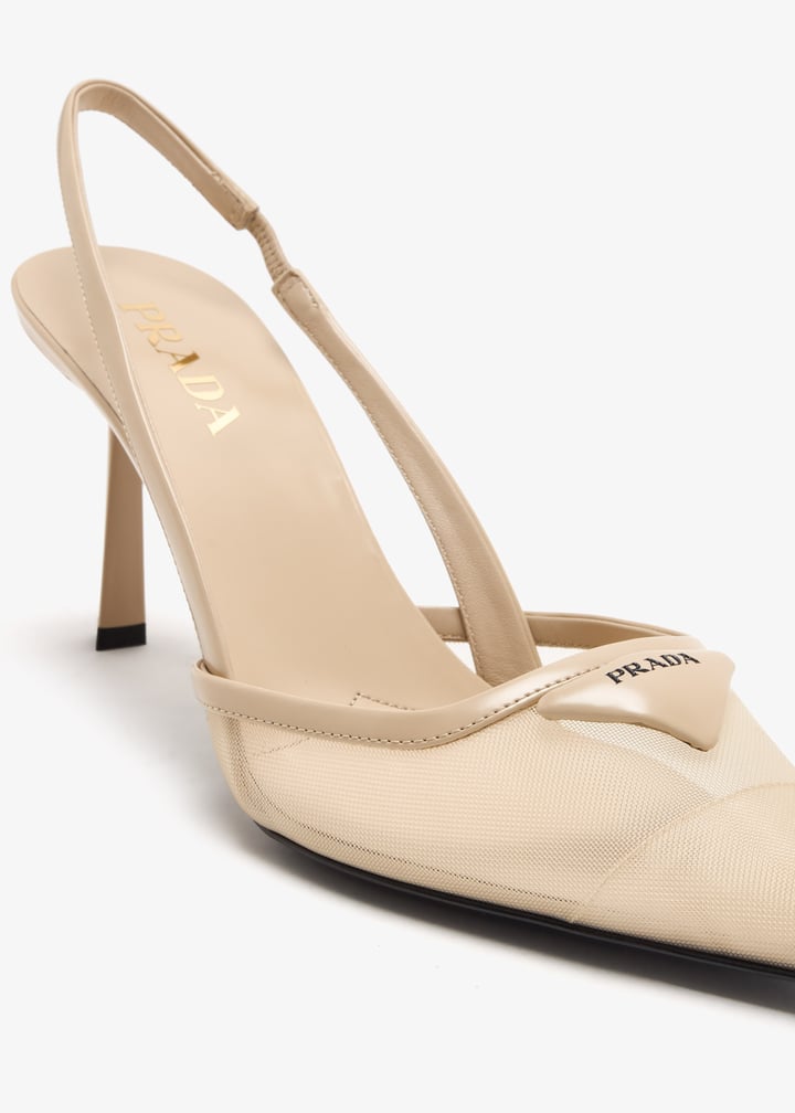 サンダル・ミュール Prada Mesh fabric slingback 75 mm Prada Mesh Fabric Slingback Pumps | Saks Fifth Avenue