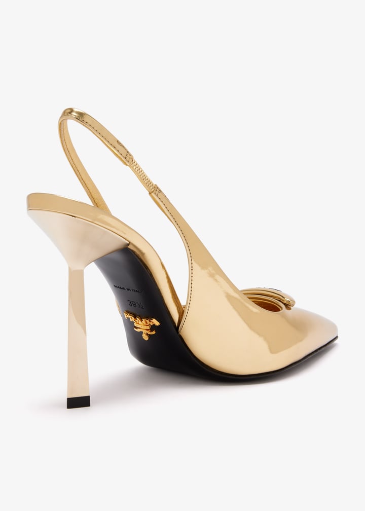 Prada Metallic leather slingback pumps for Women - Gold in UAE
