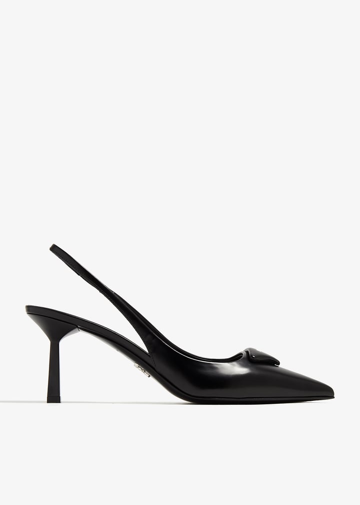 PRADA ミュール 黒 約7cm ヒール セール】プラダ☆ブラッシュドレザー ミュール☆1D897M 055