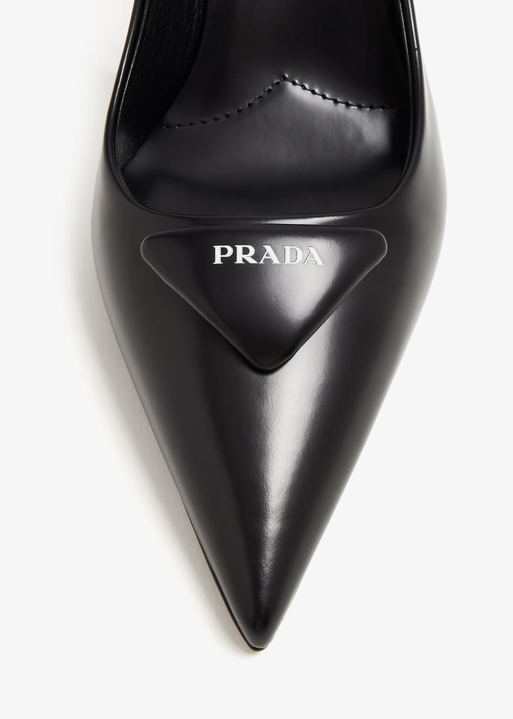 Prada Brushed leather slingback pumps for Women - Black in