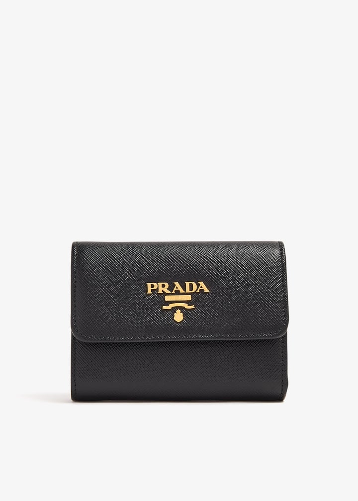 【PRADA】 Small Saffiano Leather Wallet Black Small Saffiano Leather Wallet | PRADA