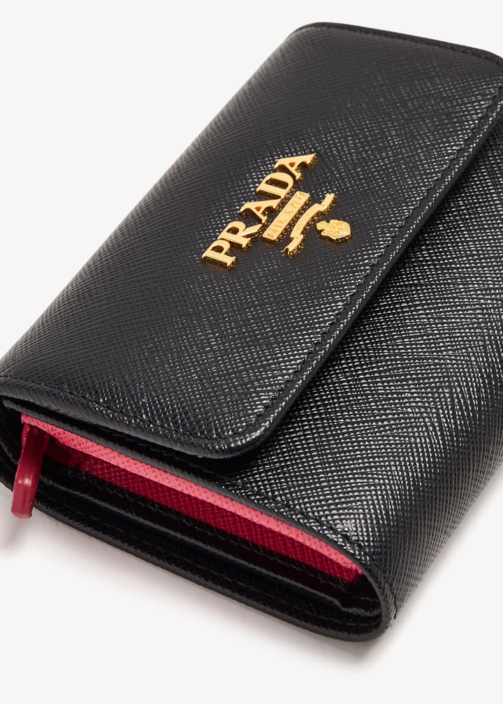 ブラック☆Middle Leather Wallet Noir Midori Geometric Top-Zip Wallet - CHARLES & KEITH VN
