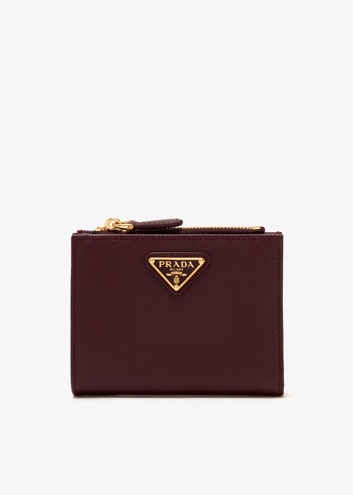 【PRADA】 Small Saffiano Leather Wallet Black Small Saffiano Leather Wallet | PRADA