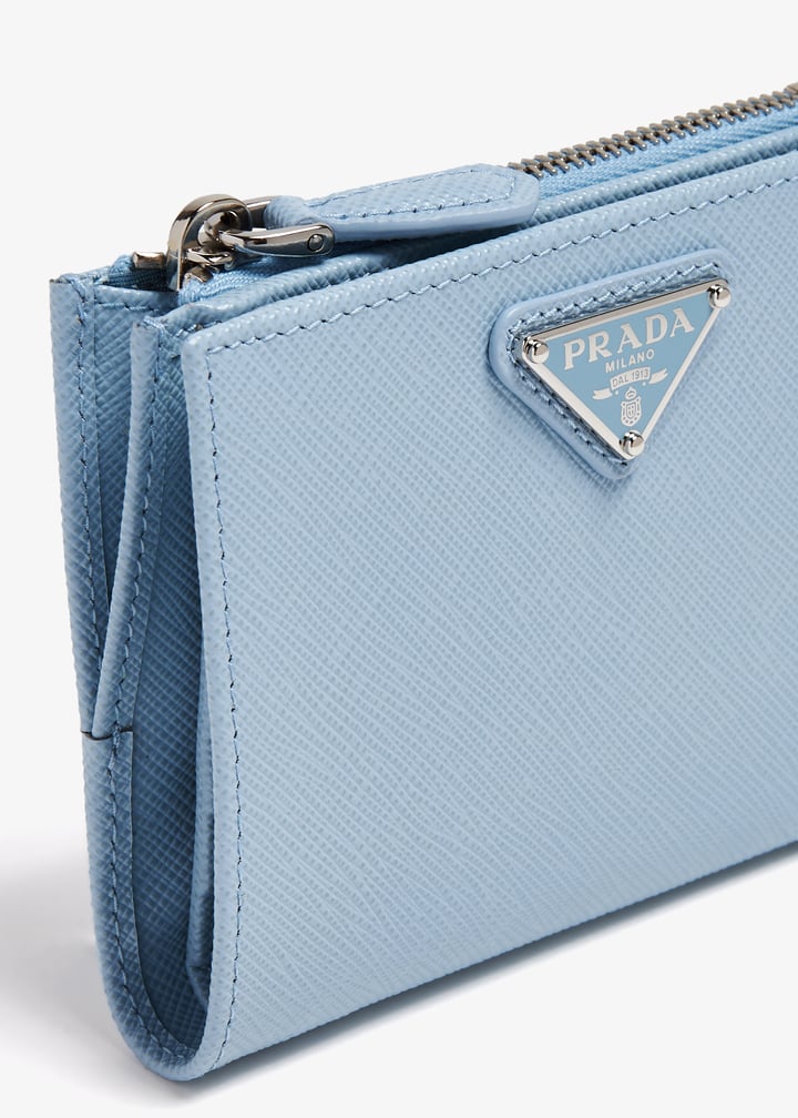小物 PRADA SPORT compact wallet pastel blue Light Blue Small Saffiano and smooth leather wallet | PRADA