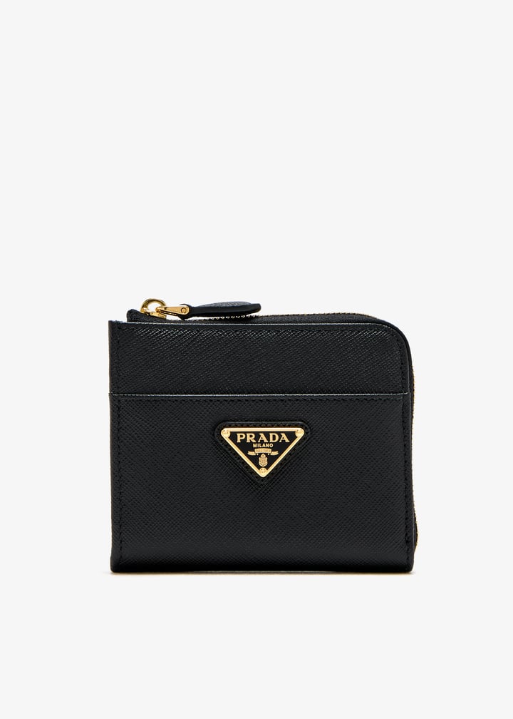 【PRADA】Small Saffiano leather zipper wallet コンパクト財布 Prada Small Saffiano leather zipper wallet for Women - Black