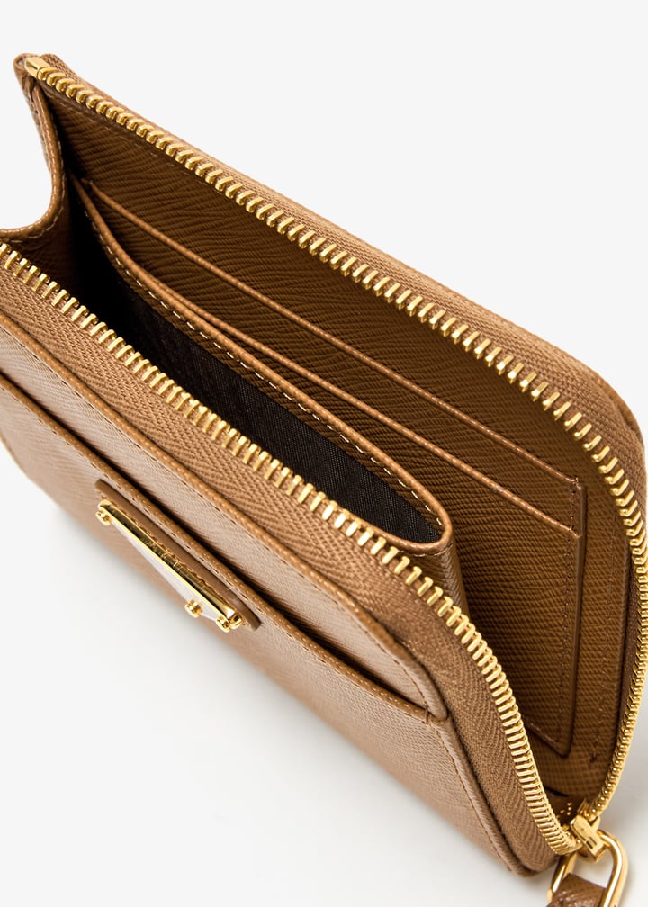 Prada Small Saffiano leather zipper wallet for Women - Brown