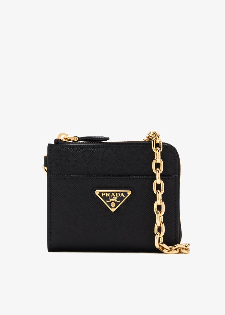 Prada Small Saffiano leather zipper wallet for Women - Black