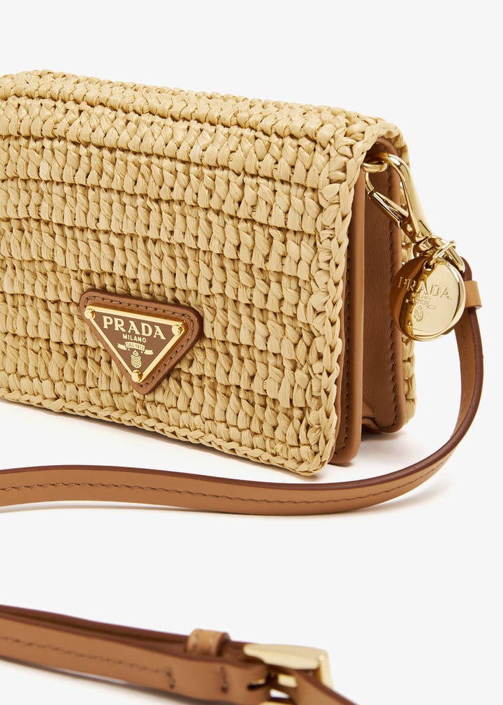 Prada Woven fabric card holder for Women - Beige in UAE | Level Shoes