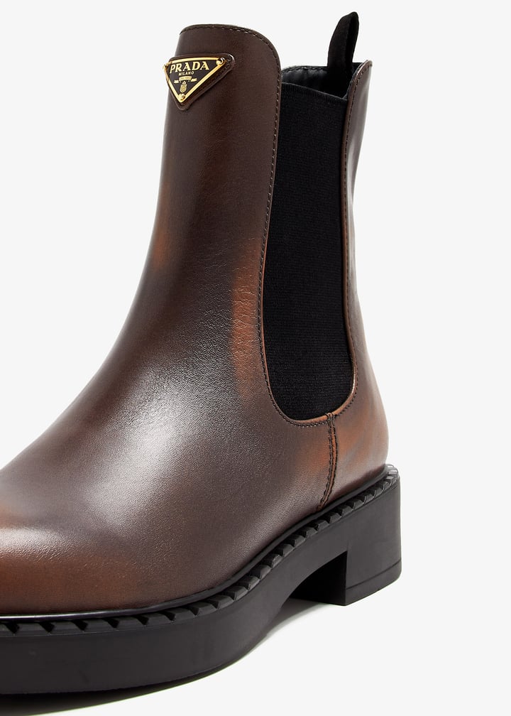 Prada Leather Chelsea boots for Women - Brown in UAE | Level Shoes