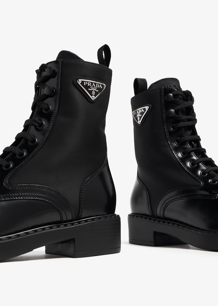 Prada Brushed-leather and Re-Nylon boots for Women - Black