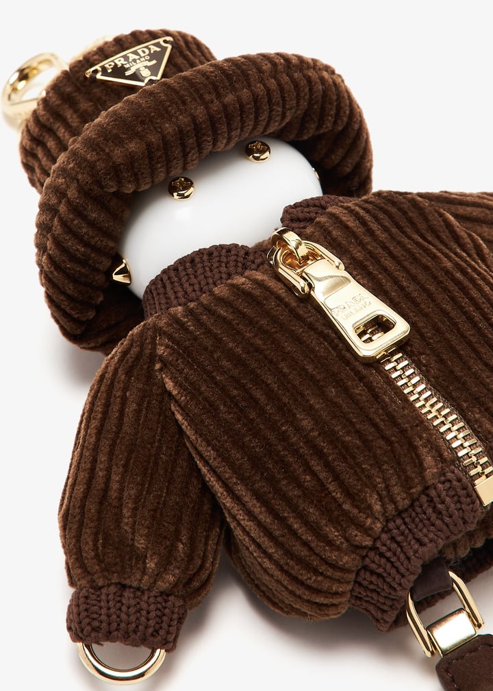 Prada Soft Robot corduroy bag charm for Women - Brown in UAE