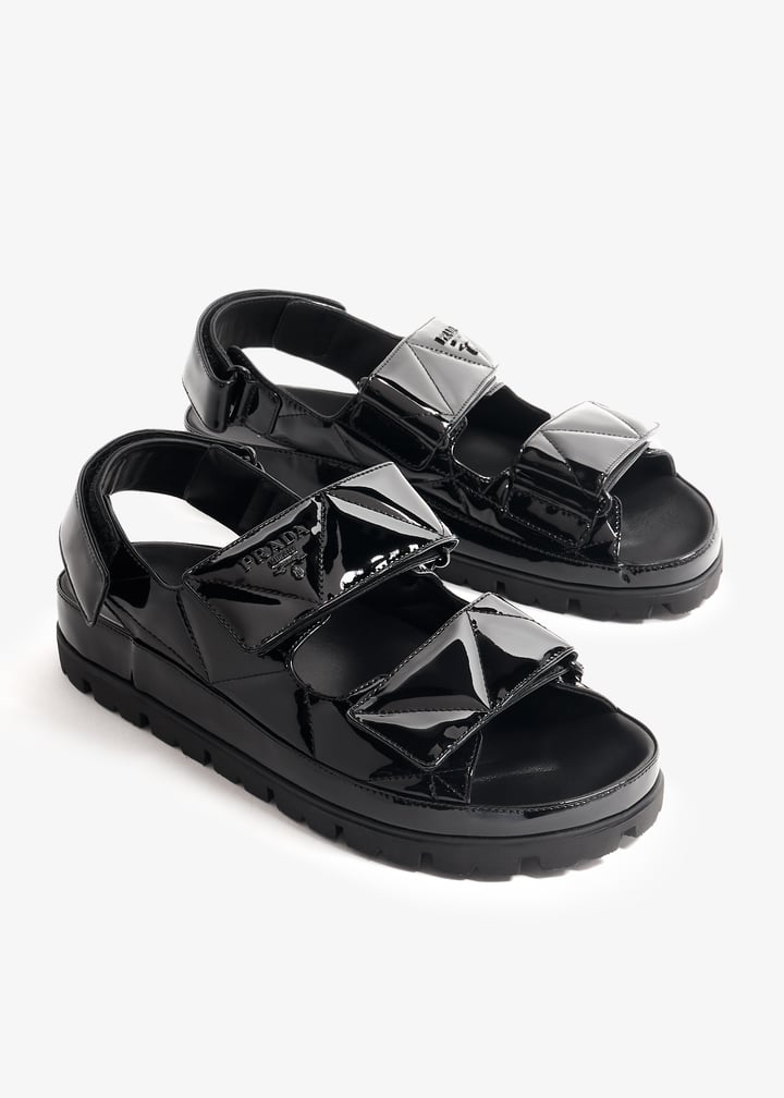 Prada Patent leather sandals for Women - Black in UAE | Level Shoes