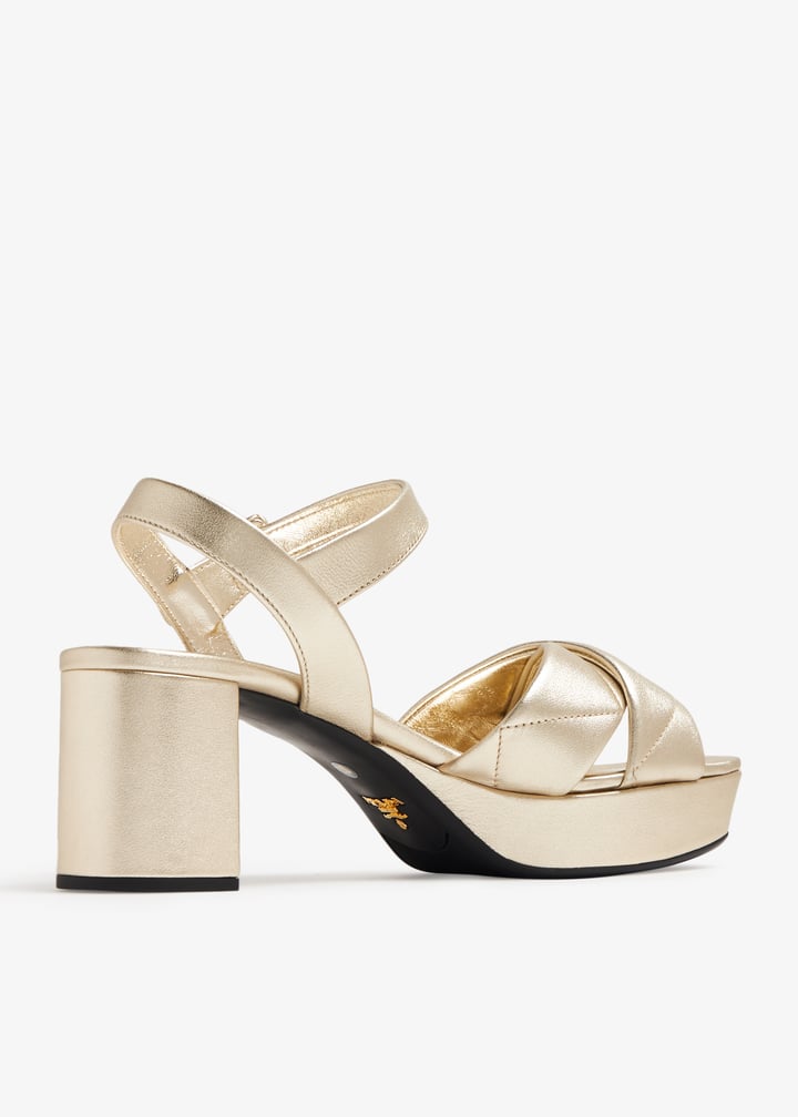 Quilted leather platform sandals