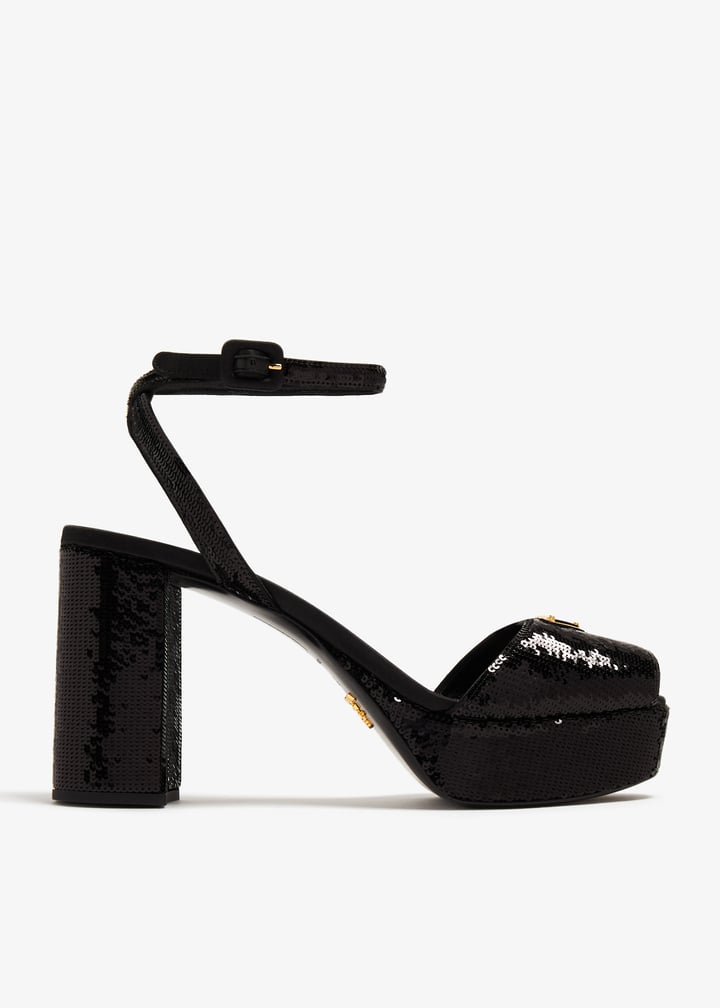 Prada Satin platform sandals for Women - Black in UAE | Level Shoes