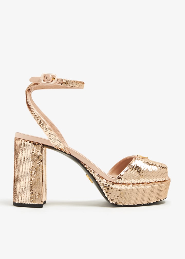 Prada Satin platform sandals for Women Gold in KSA Level Shoes