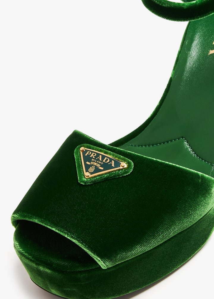 Prada Velvet platform sandals for Women - Green in Oman | Level Shoes