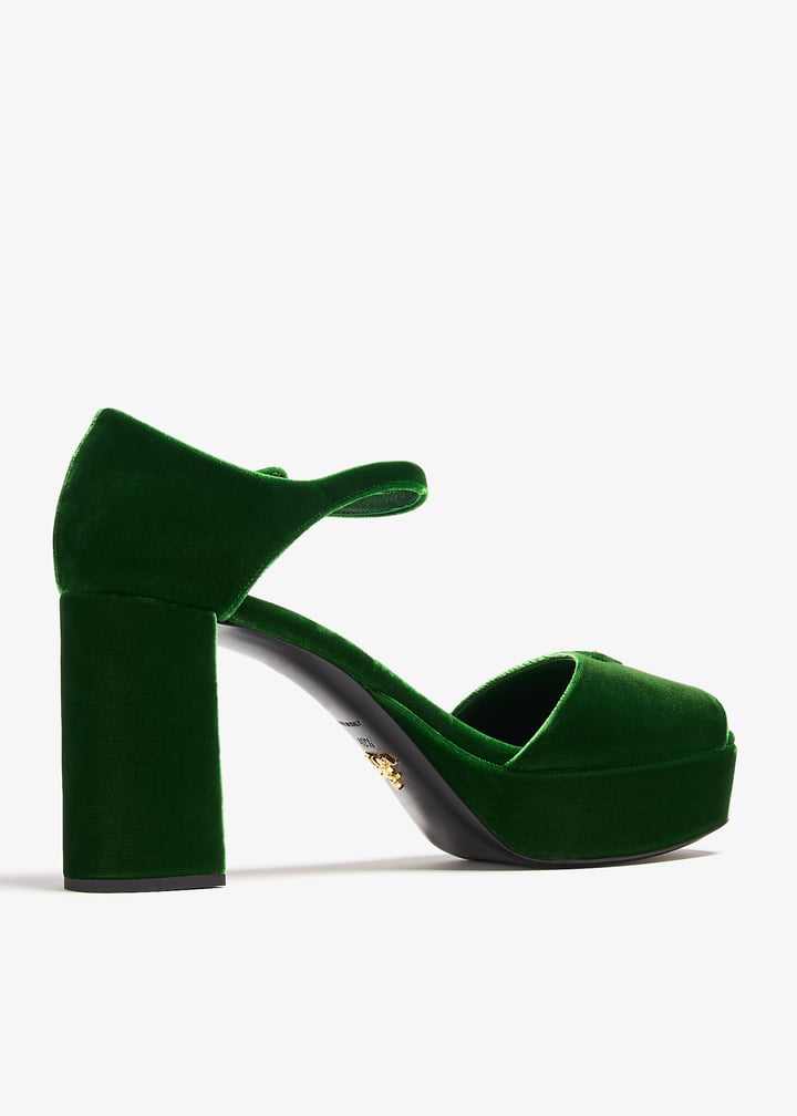 Prada Velvet platform sandals for Women - Green in Oman | Level Shoes