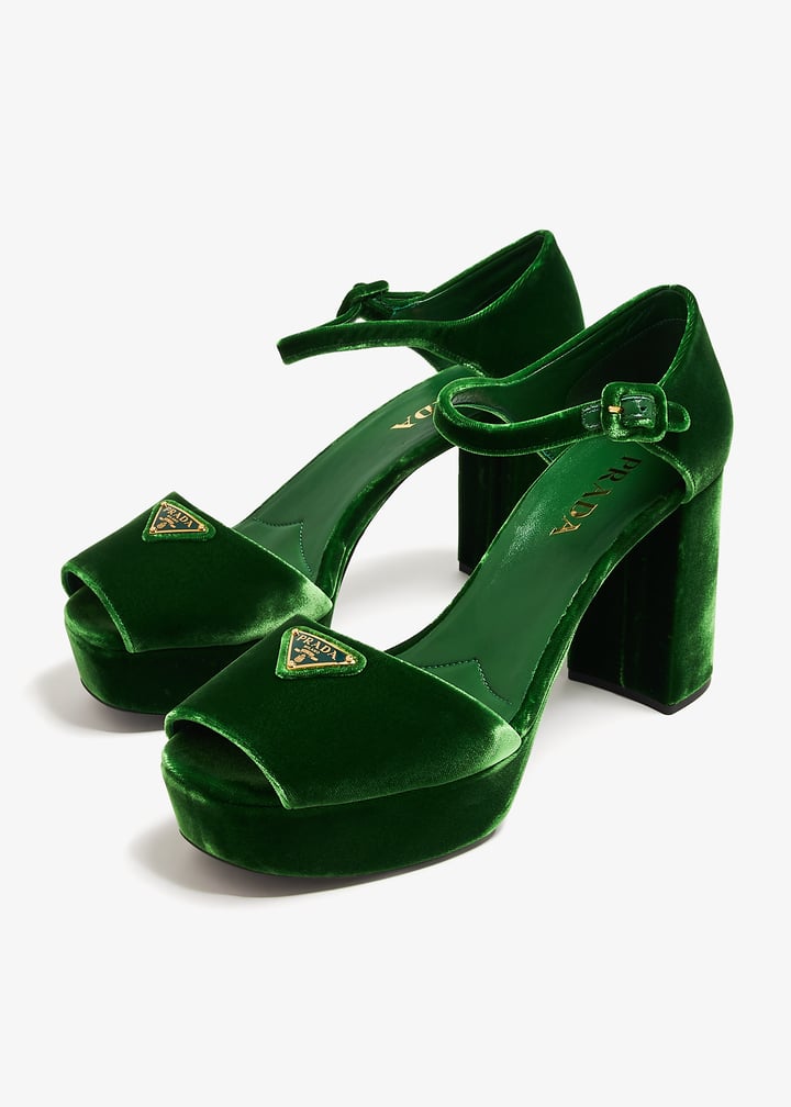 Velvet platform sandals