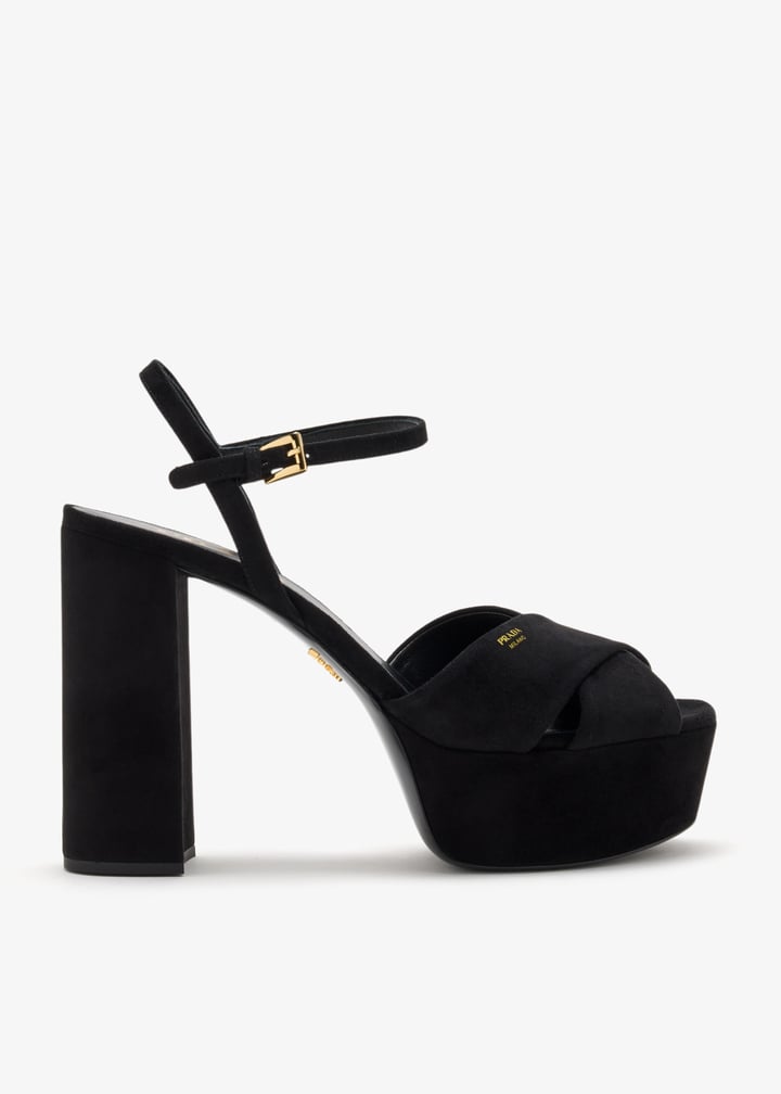 Prada Suede platform sandals for Women - Black in UAE | Level Shoes