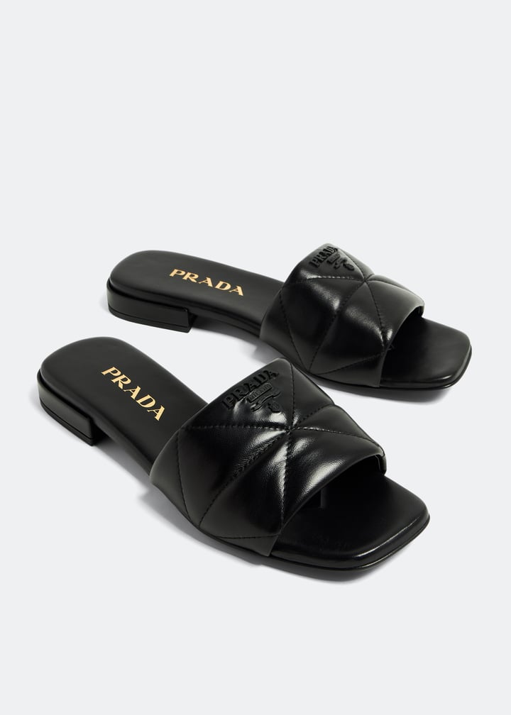 Prada Quilted nappa leather heeled sandals for Women Black in