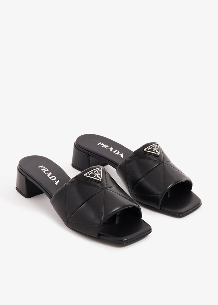 Quilted nappa leather slide sandals